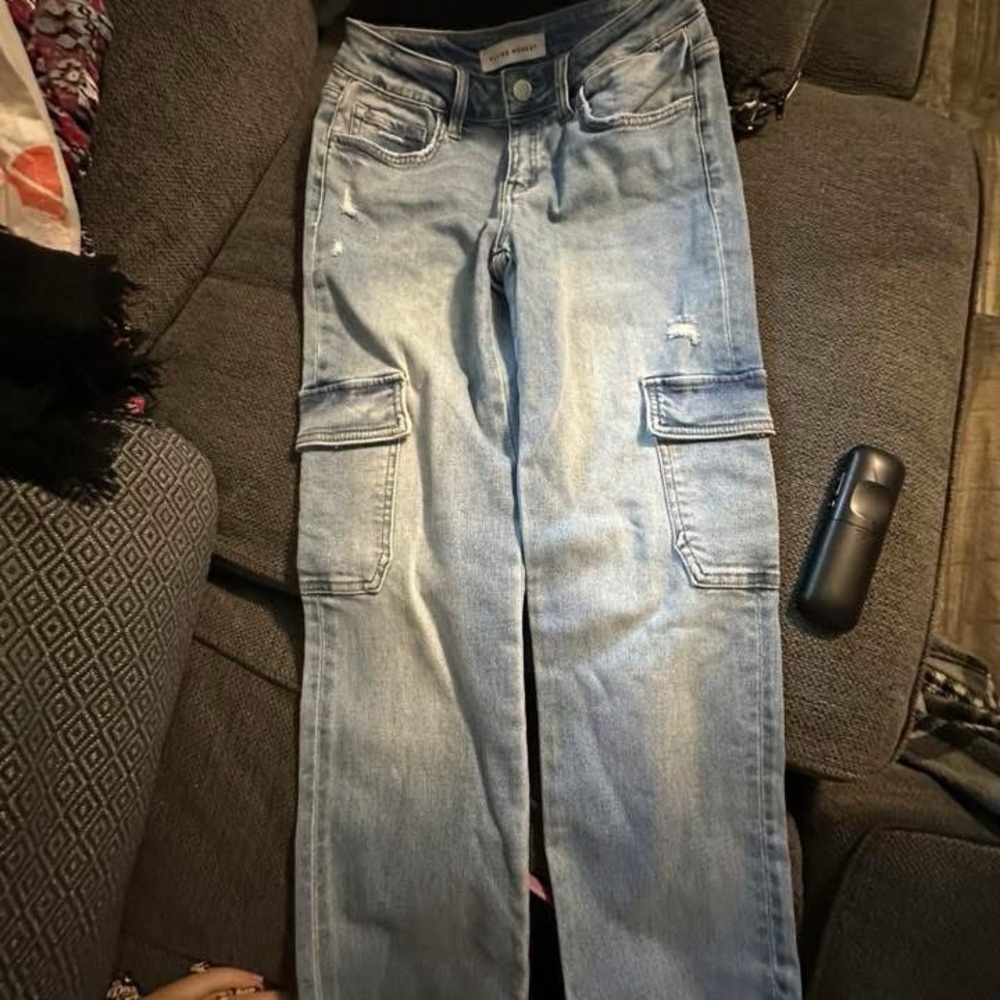 Flying Monkey Blue Straight Leg Cargo Jeans